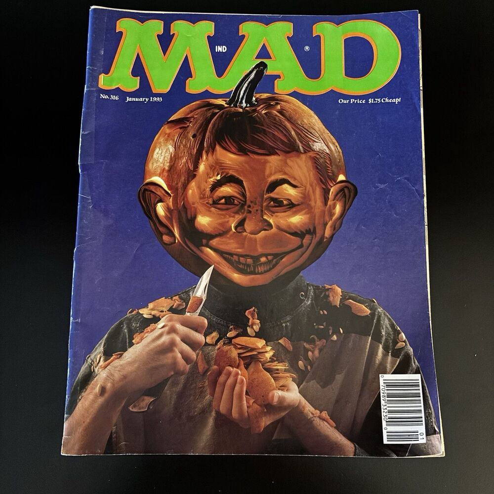 Mad Magazine January 1993 Number 316 Pumpkin Head Alfred E Neuman Vintage